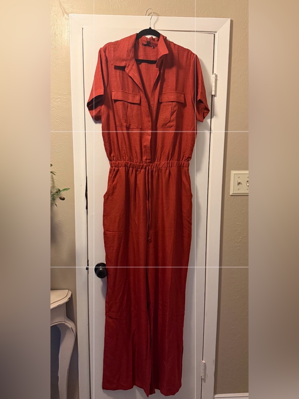 Fashion Nova Rust Orange Button-Front Jumpsuit